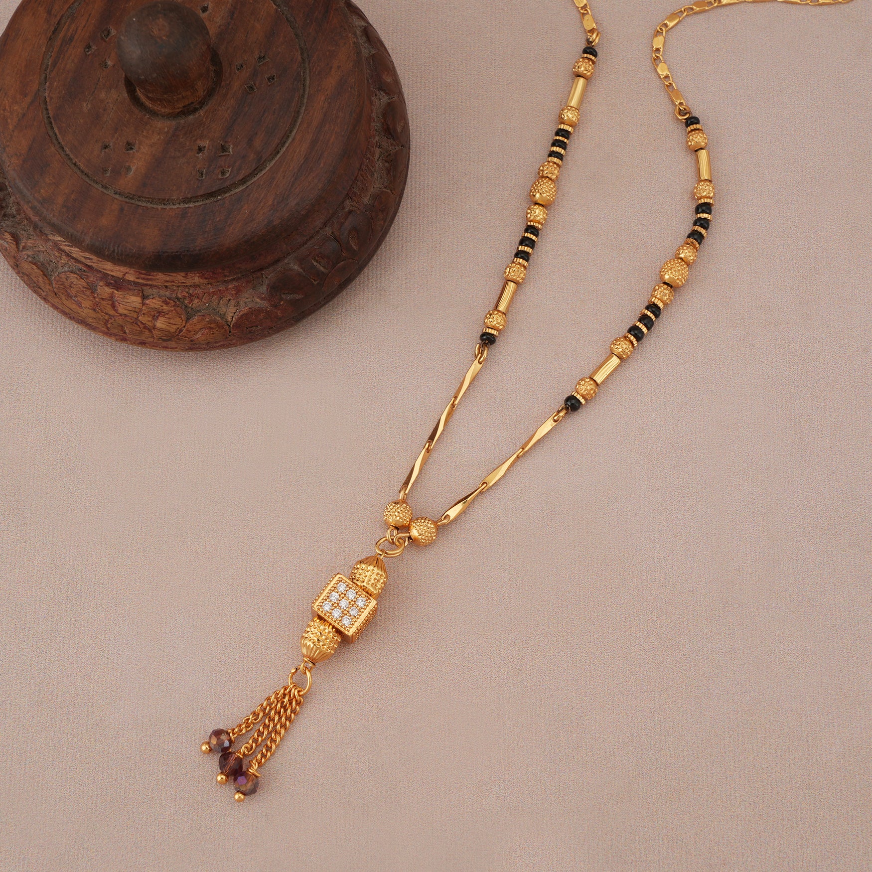 Elegant stone drop gold plated mangalsutra