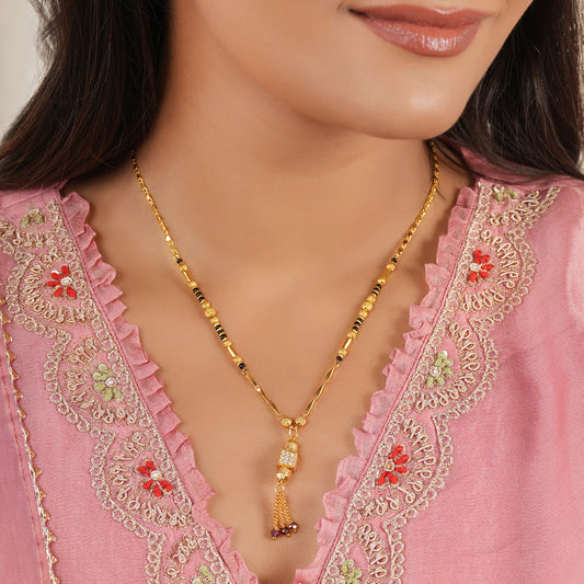Elegant stone drop gold plated mangalsutra