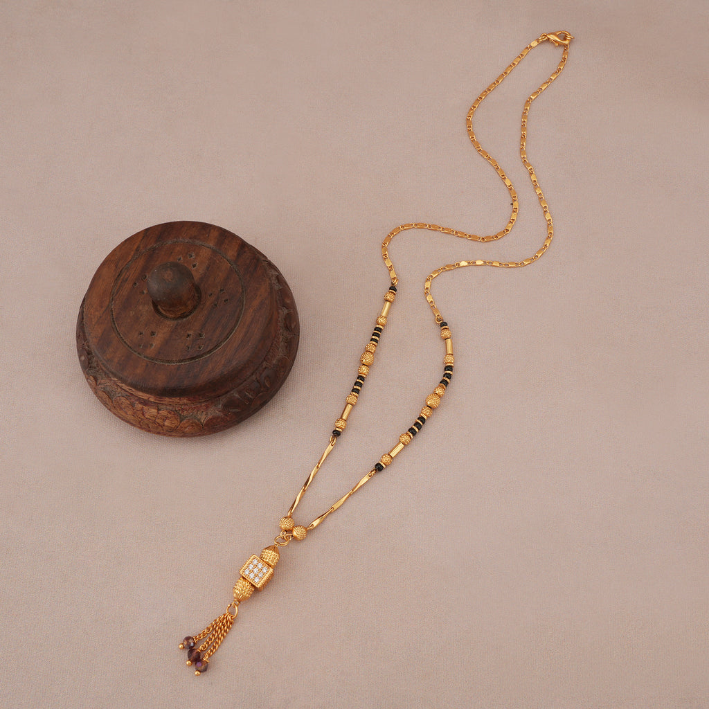 Elegant stone drop gold plated mangalsutra