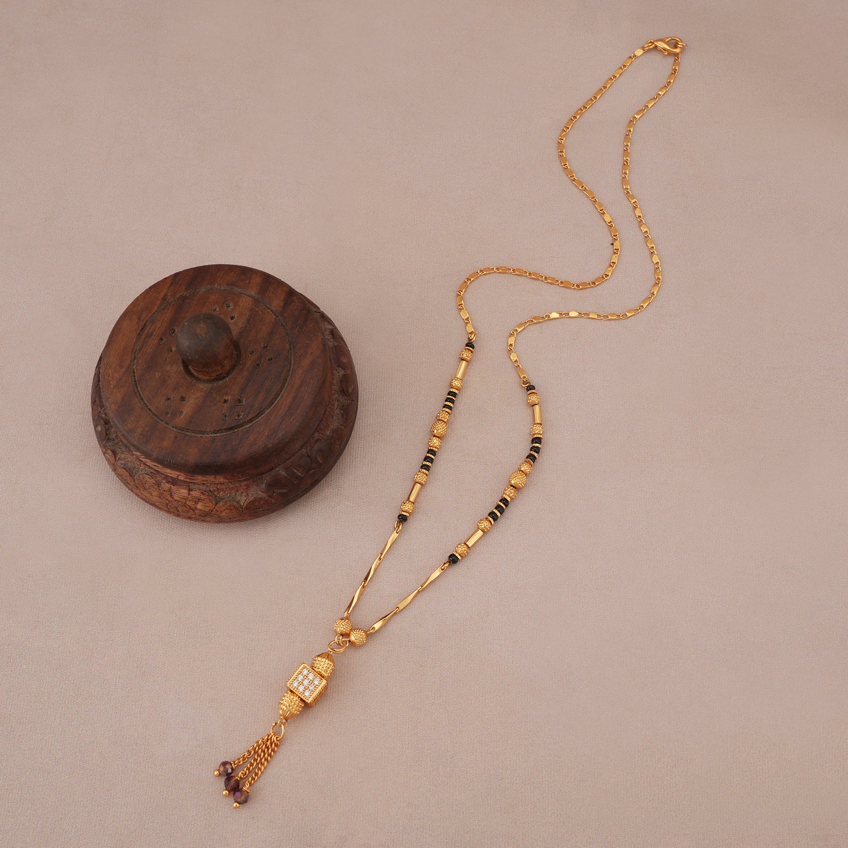 Elegant stone drop gold plated mangalsutra