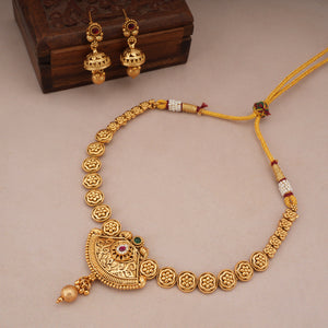 Beautiful antque gold stone necklace with earring