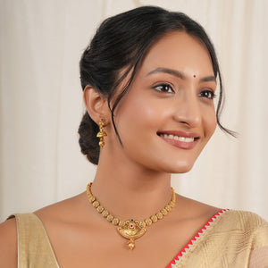 Beautiful antque gold stone necklace with earring