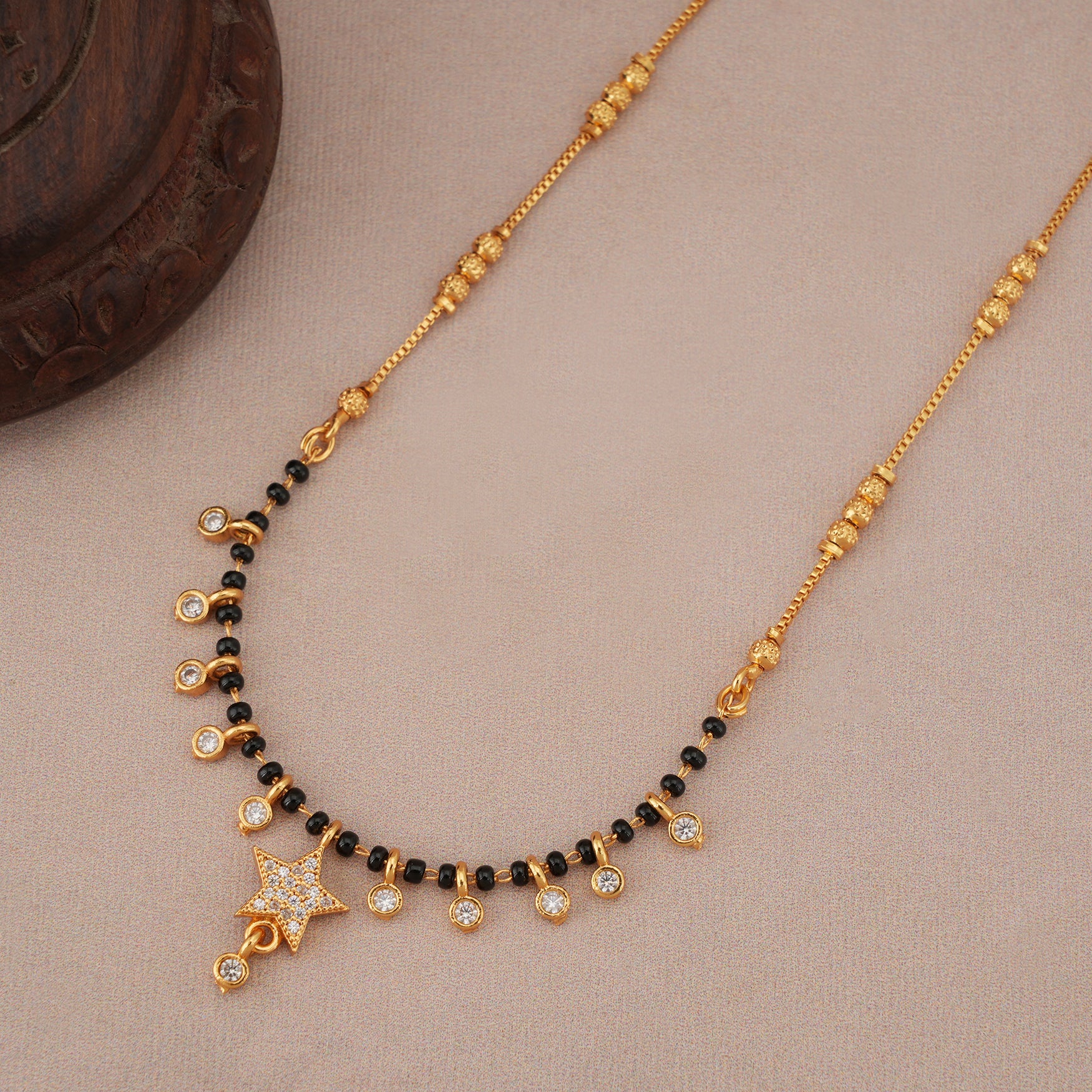 Cute diamond drop gold plated mangalsutra