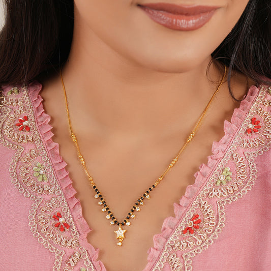 Cute diamond drop gold plated mangalsutra