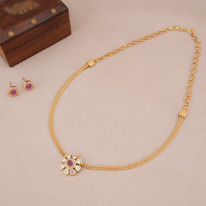 Floral kundan gold plated necklace set
