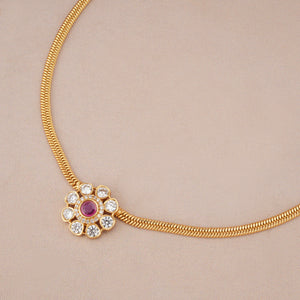 Floral kundan gold plated necklace set