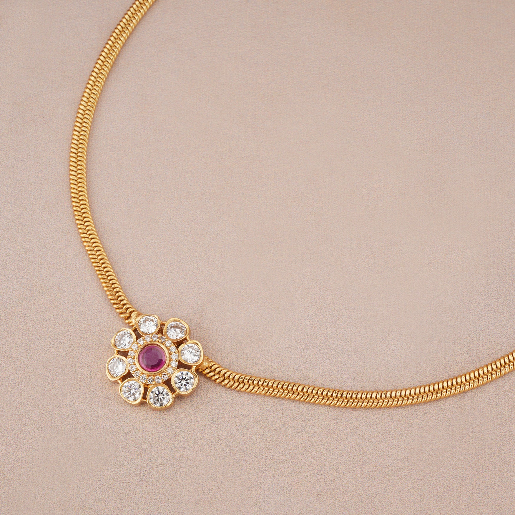 Floral kundan gold plated necklace set