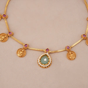 Lakshmi coin grace gold necklace set