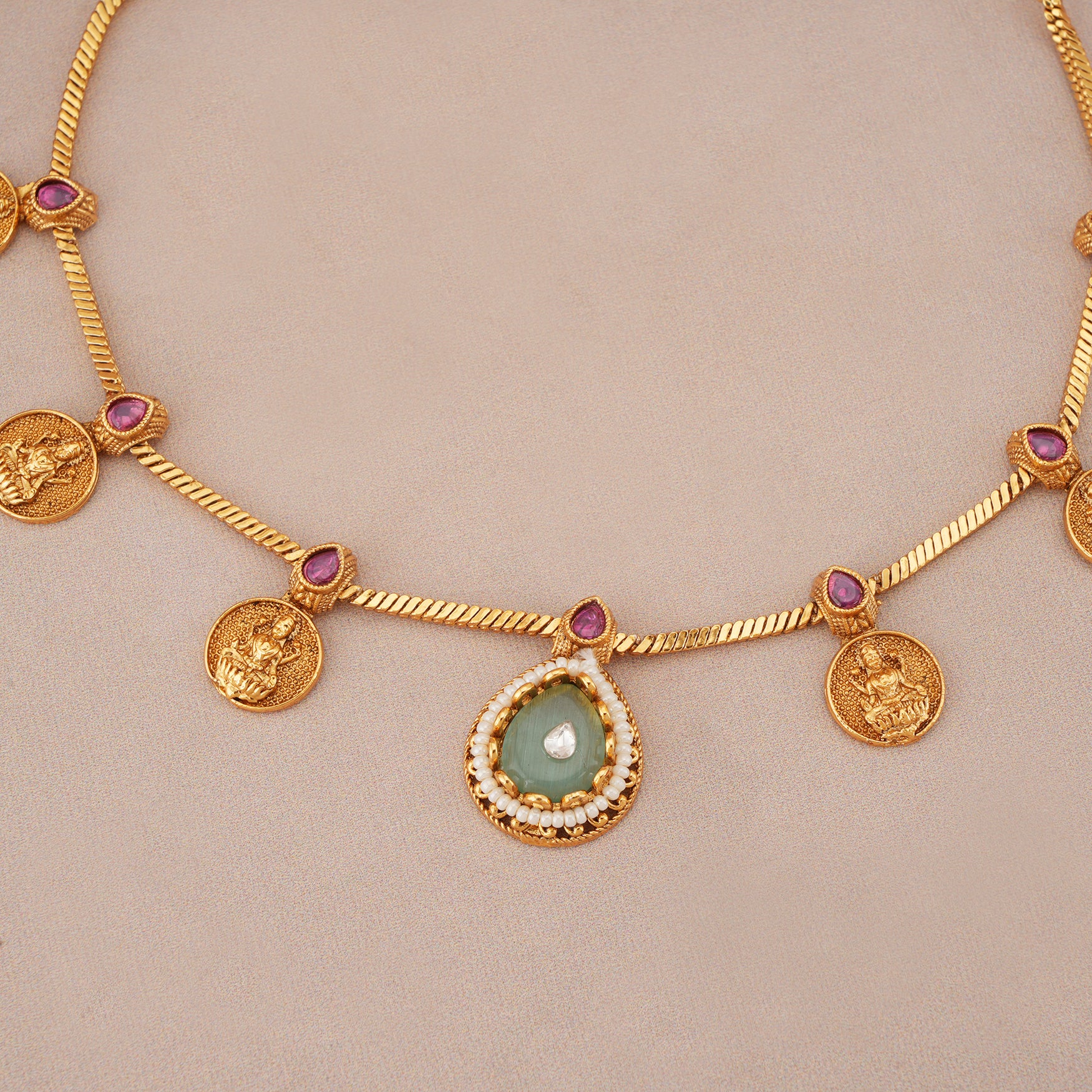Lakshmi coin grace gold necklace set
