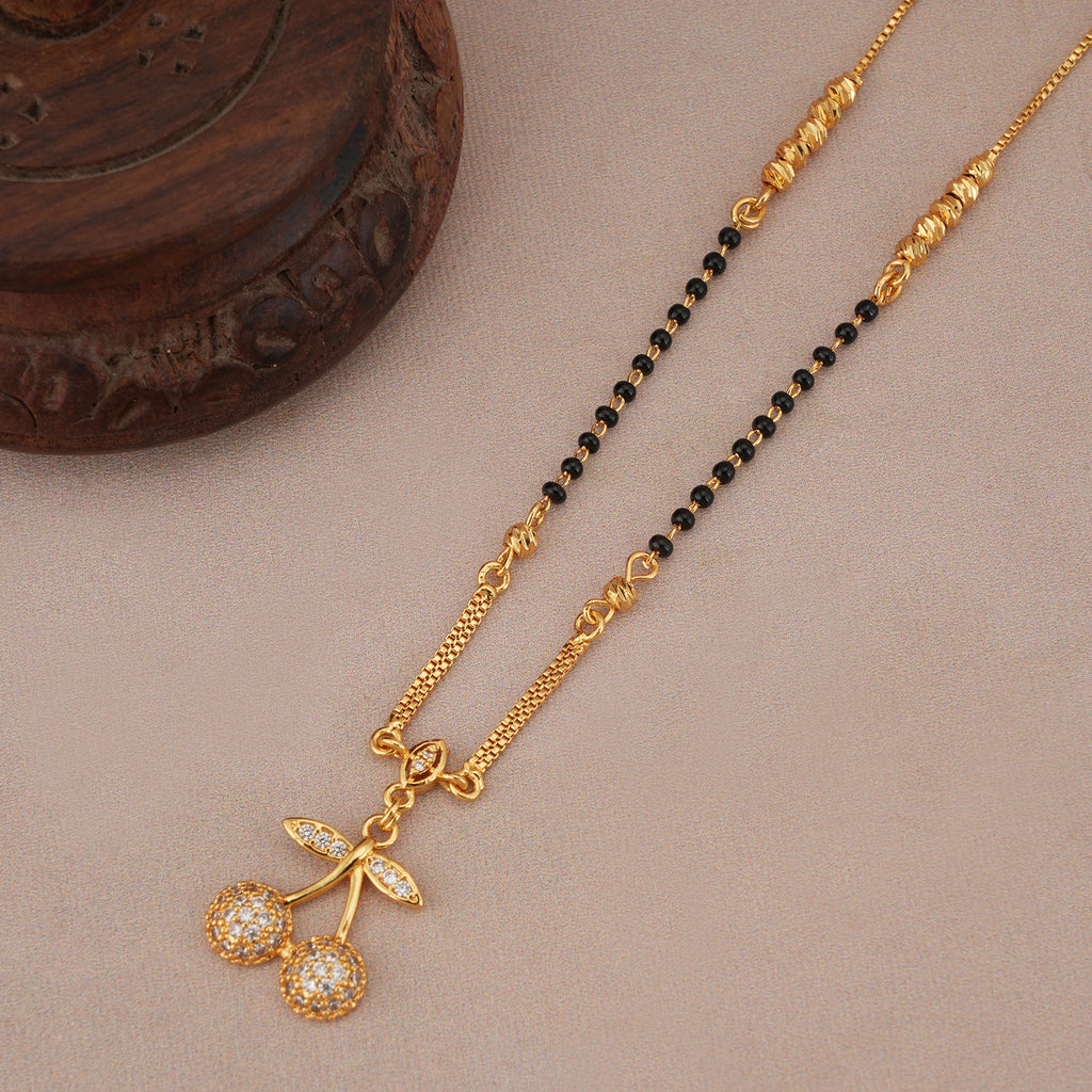 Gold plated cherry charm mangalsutra
