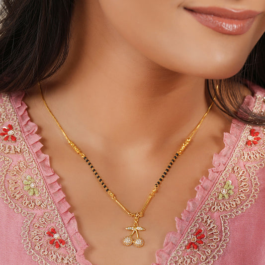Gold plated cherry charm mangalsutra