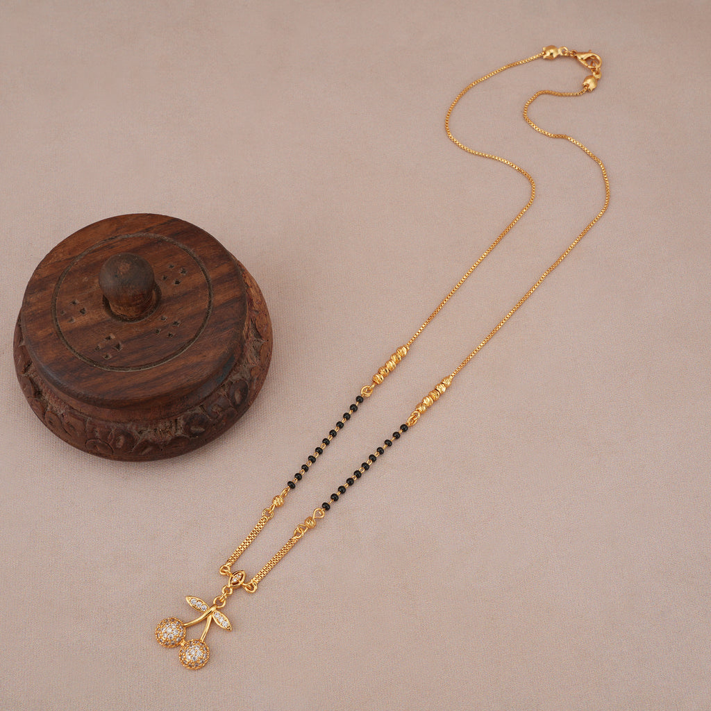 Gold plated cherry charm mangalsutra