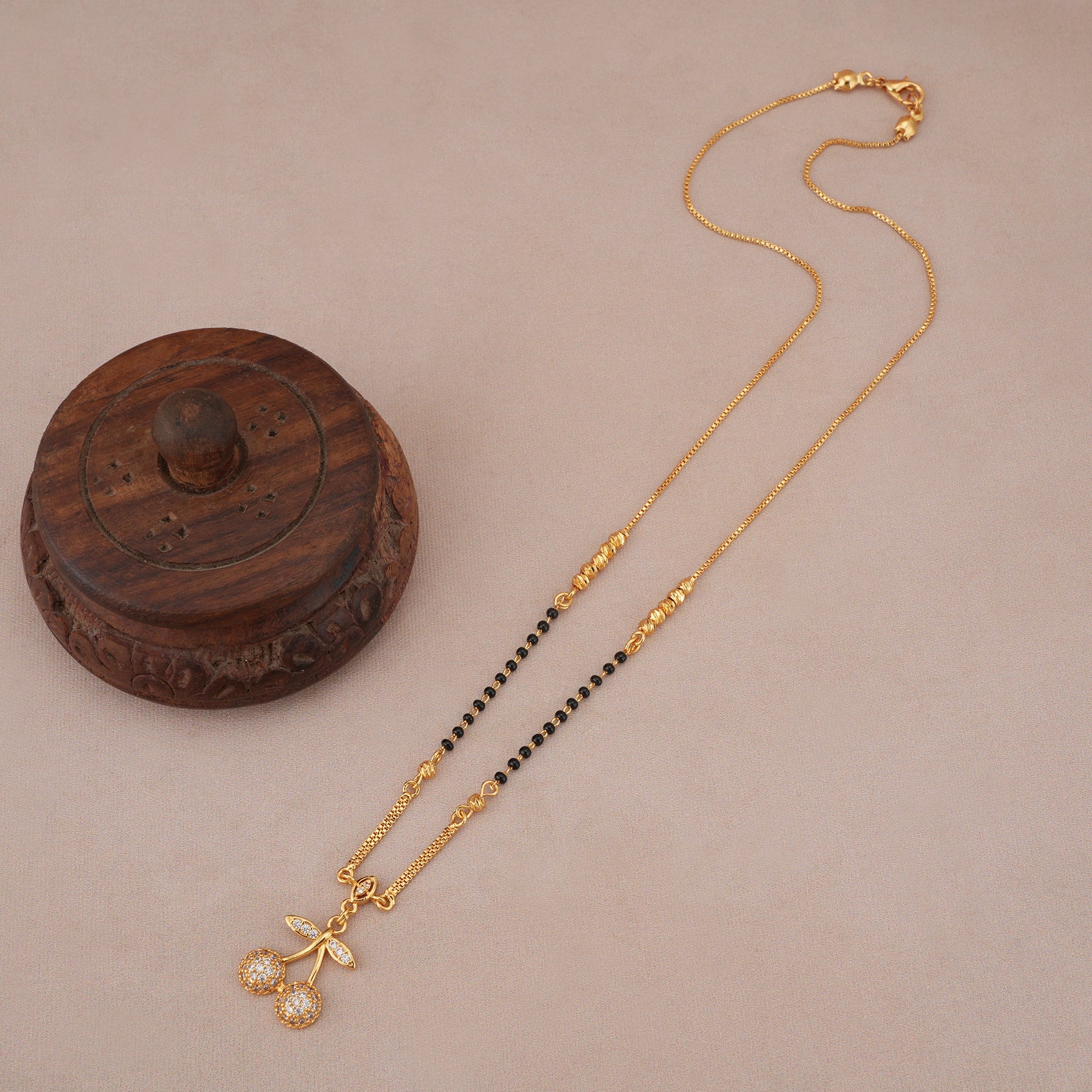 Gold plated cherry charm mangalsutra