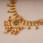 Stunning antique gold heritage peacock necklace set