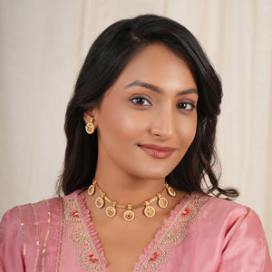 Riwaayat antique gold coin drop necklace set
