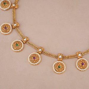 Riwaayat antique gold coin drop necklace set
