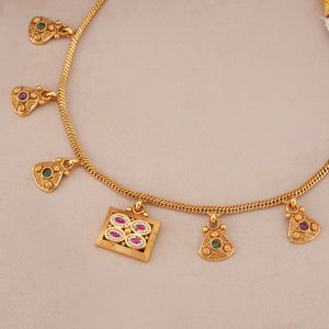 Suhana antique gold charm necklace set