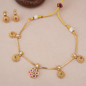 Beautiful antique gold gulika bloom necklace set