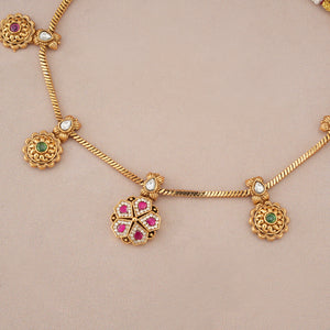 Beautiful antique gold gulika bloom necklace set