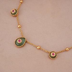 Gold plated nazakat panna drop necklace set
