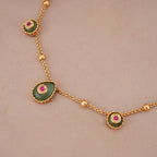 Gold plated nazakat panna drop necklace set