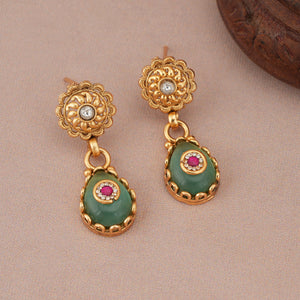 Gold plated nazakat panna drop necklace set