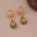 Gold plated nazakat panna drop necklace set