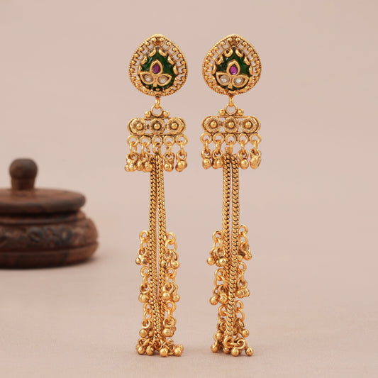 Antique gold sunehri jhalar danglers