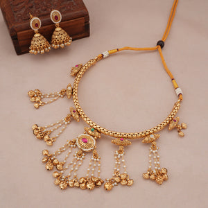 Stunning antique gold zaria tassel necklace set