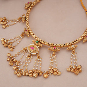 Stunning antique gold zaria tassel necklace set