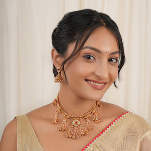 Stunning antique gold zaria tassel necklace set