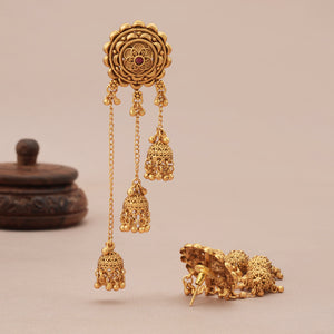 Stunning antique gold sitara fall jhumka earring