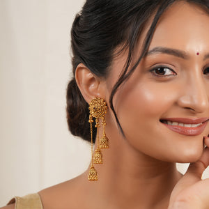 Stunning antique gold sitara fall jhumka earring