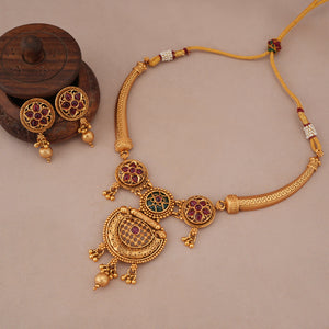Stunning antique gold padmika raj hasli necklace set
