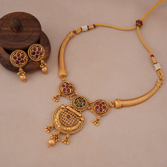 Stunning antique gold padmika raj hasli necklace set