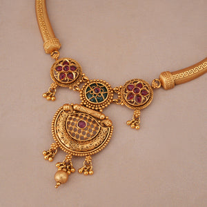 Stunning antique gold padmika raj hasli necklace set