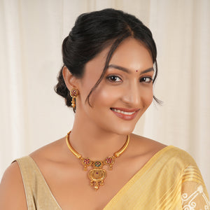 Stunning antique gold padmika raj hasli necklace set