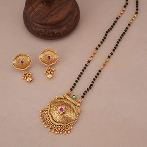 Beautiful antique gold royal bloom mangalsutra set