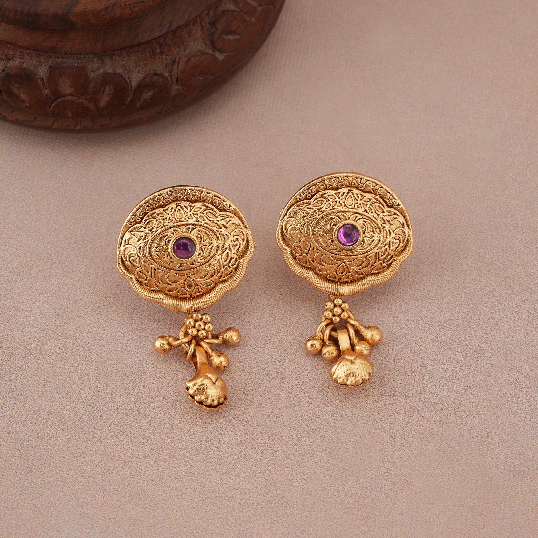 Beautiful antique gold royal bloom mangalsutra set