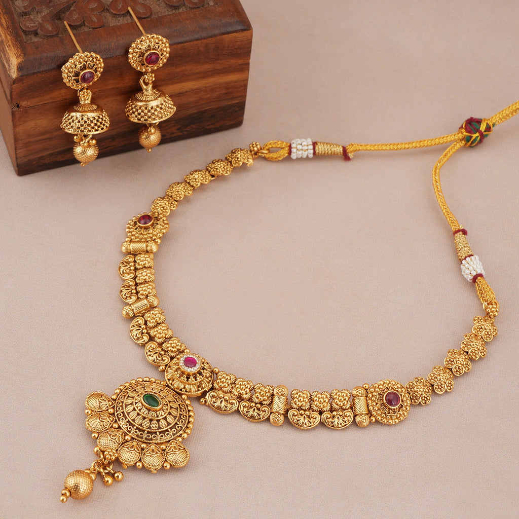 Stunning antique gold aarori necklace set