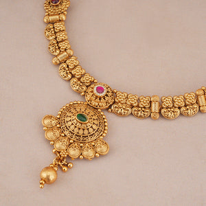 Stunning antique gold aarori necklace set