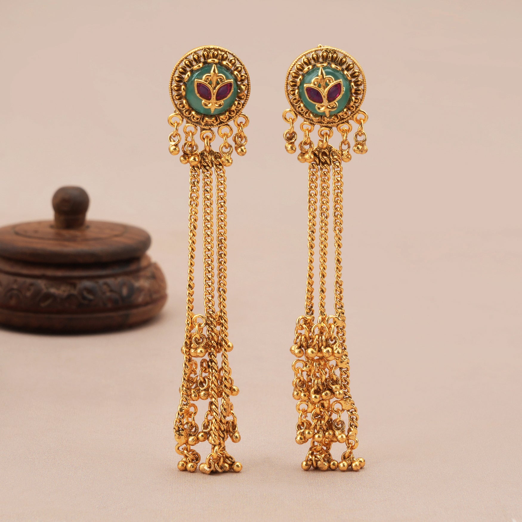 Beautiful aarika antique gold latakan drop earring