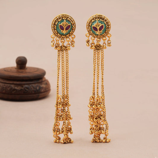Beautiful aarika antique gold latakan drop earring