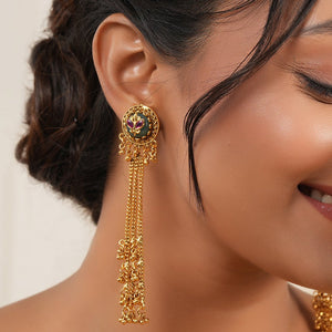 Beautiful aarika antique gold latakan drop earring