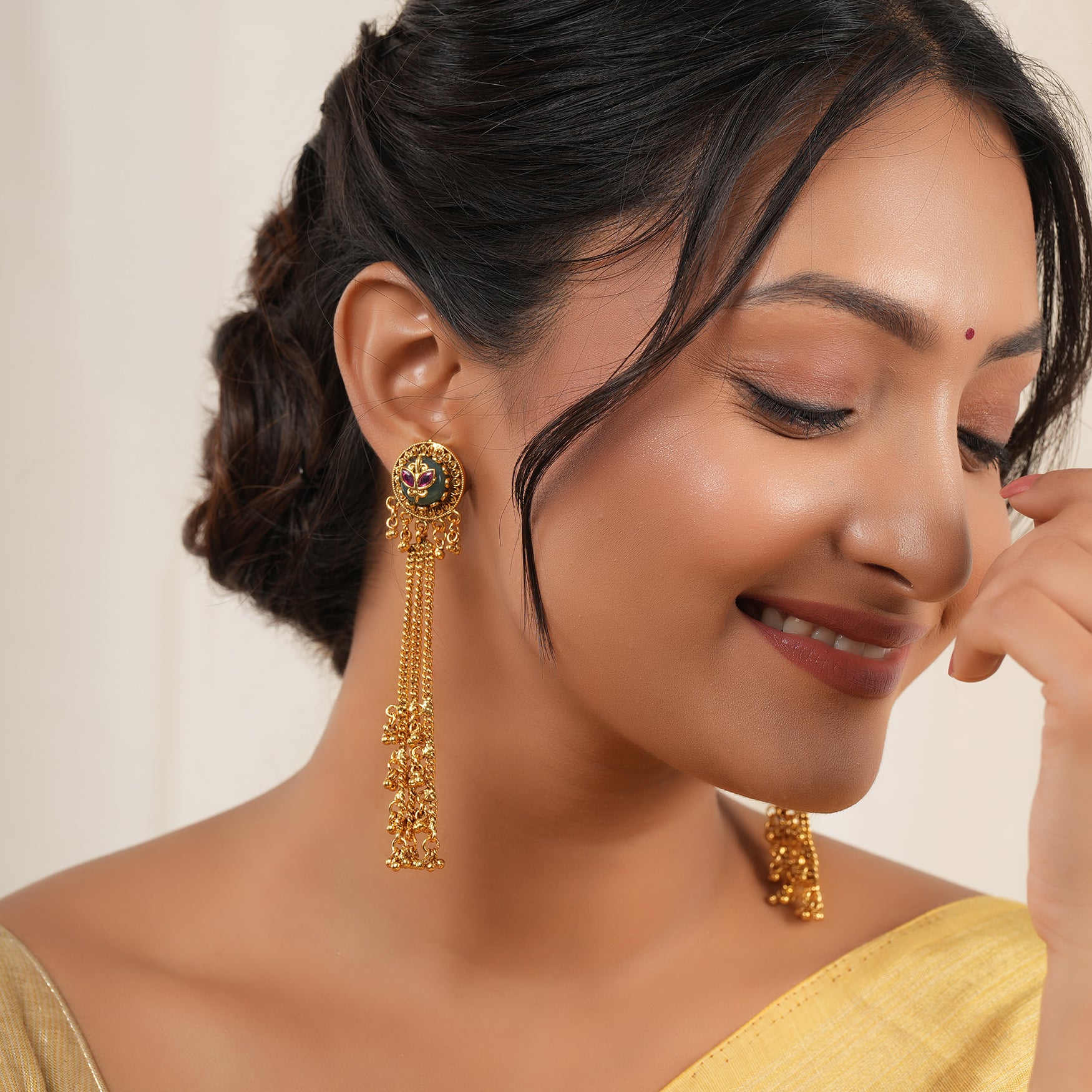 Beautiful aarika antique gold latakan drop earring