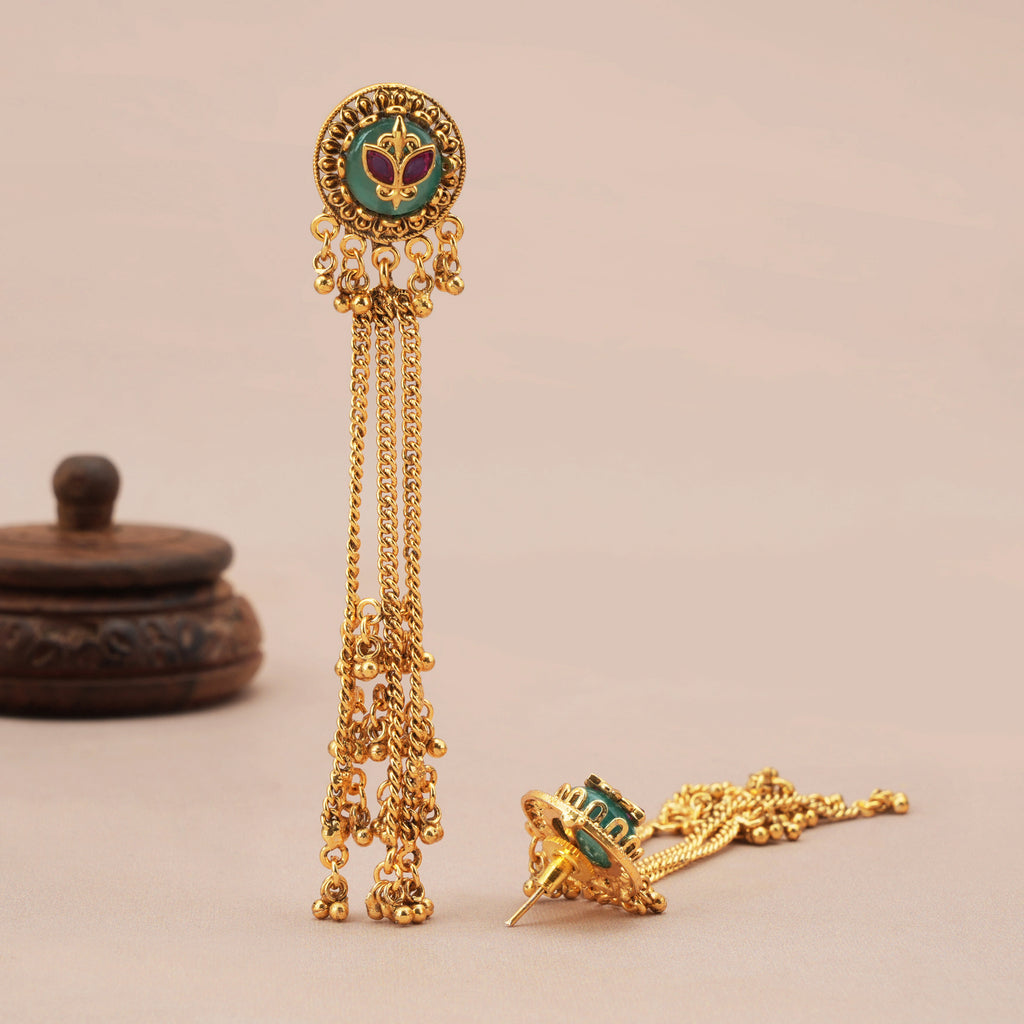 Beautiful aarika antique gold latakan drop earring