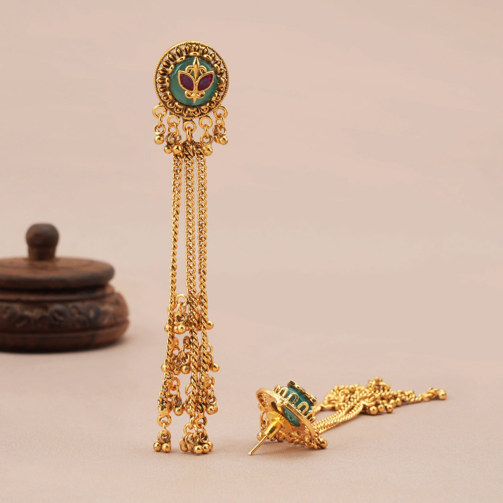 Beautiful aarika antique gold latakan drop earring