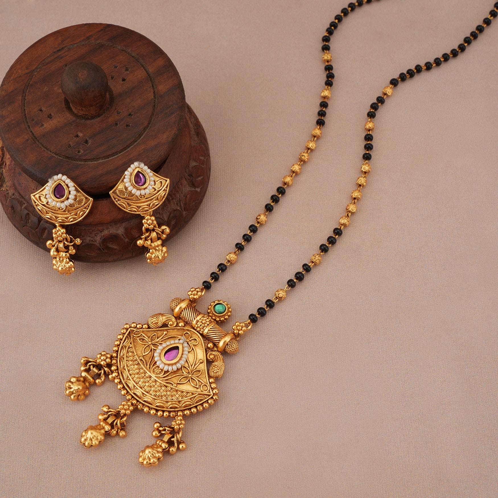 Beautiful antique gold royal chandrika mangalsutra set