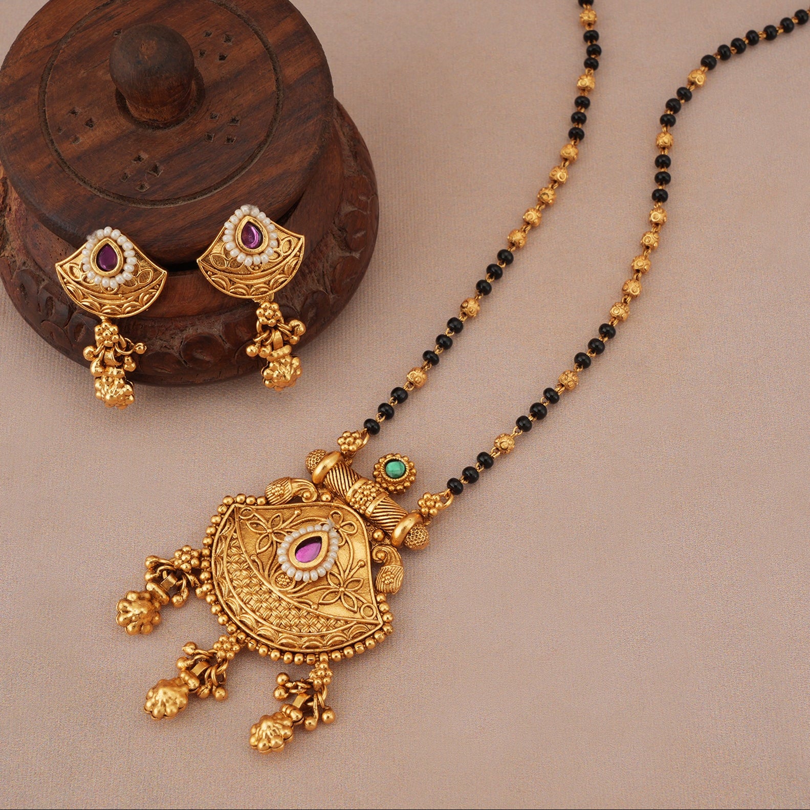 Beautiful antique gold royal chandrika mangalsutra set