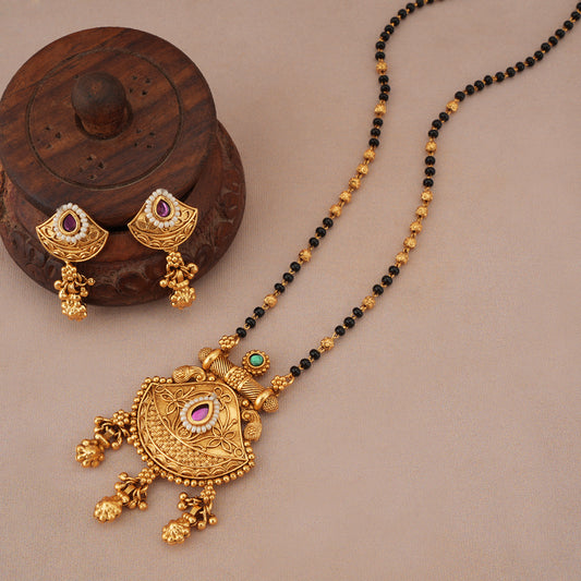 Beautiful antique gold royal chandrika mangalsutra set